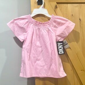 DKNY girls pink 100% cotton blouse NWT size 6